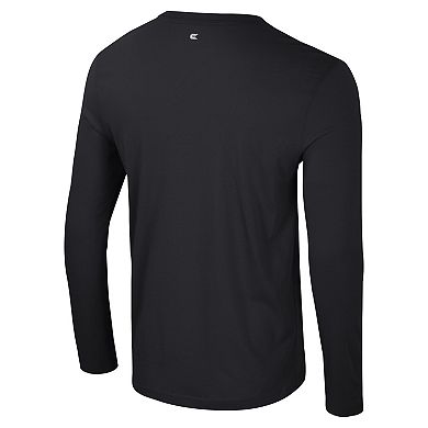 Men's Colosseum Black Arkansas Razorbacks Color Pop Active Blend 2-Hit Long Sleeve T-Shirt
