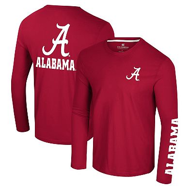Men's Colosseum Crimson Alabama Crimson Tide Logo Lockup 3-Hit Active Blend Long Sleeve T-Shirt