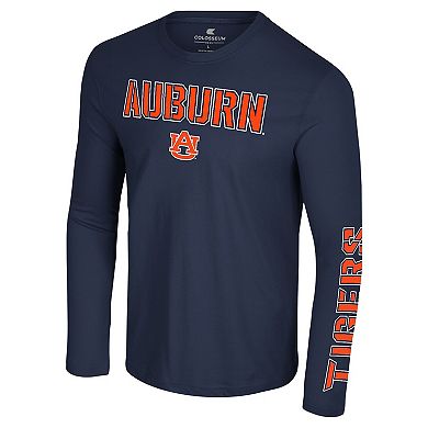 Men's Colosseum Navy Auburn Tigers Color Pop Active Blend 2-Hit Long Sleeve T-Shirt