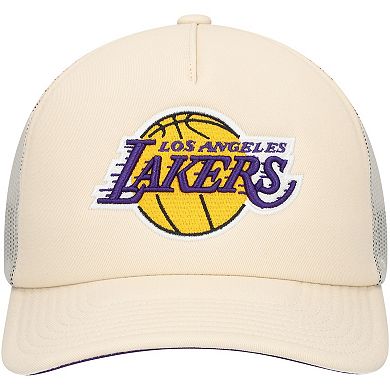 Men's Mitchell & Ness Cream Los Angeles Lakers Trucker Adjustable Hat