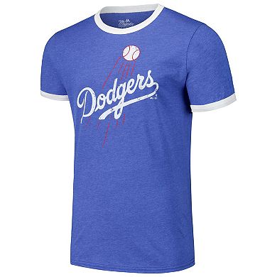 Men's Majestic Threads Royal Los Angeles Dodgers Ringer Tri-Blend T-Shirt