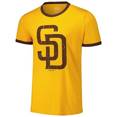 Men's Majestic Threads Gold San Diego Padres Ringer Tri-Blend T-Shirt