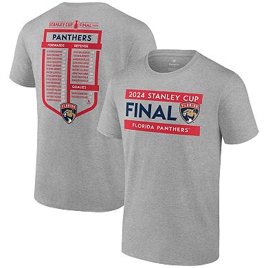 Men's Fanatics  Heather Gray Florida Panthers 2024 Stanley Cup Final Big & Tall Roster T-Shirt