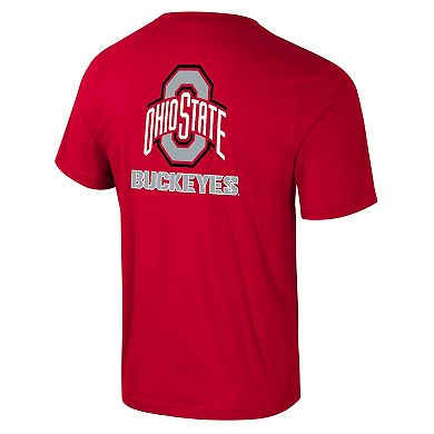 Men's Colosseum Scarlet Ohio State Buckeyes Logo Lockup 2-Hit Active Blend T-Shirt