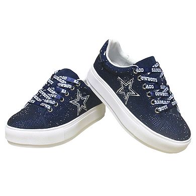 Women's Cuce Navy Dallas Cowboys Team Colored Crystal Sneakers