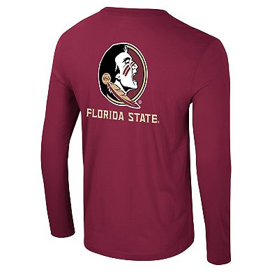 Men's Colosseum Garnet Florida State Seminoles Logo Lockup 3-Hit Active Blend Long Sleeve T-Shirt