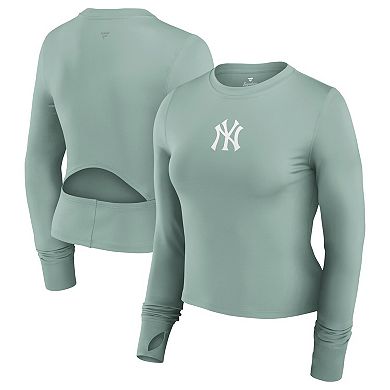 Women's Fanatics Green New York Yankees Studio Fitted Long Sleeve Gym Top