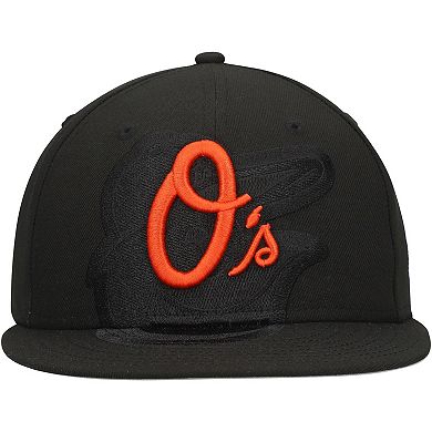 Men's New Era Black Baltimore Orioles Shadow Logo 59FIFTY Fitted Hat