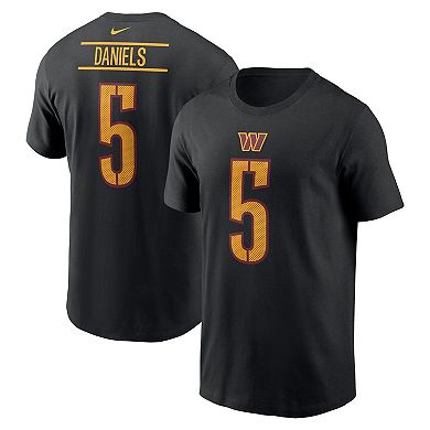 Men's Nike Jayden Daniels Black Washington Commanders 2024 NFL Draft Player Name & Number T-Shirt