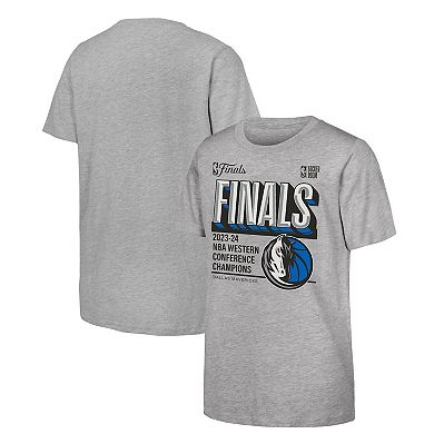 Youth Fanatics Heather Gray Dallas Mavericks 2024 Western Conference Champions Locker Room T-Shirt
