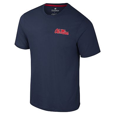 Men's Colosseum Navy Ole Miss Rebels Logo Lockup 2-Hit Active Blend T-Shirt