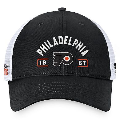 Men's Fanatics Black/White Philadelphia Flyers Free Kick Trucker Adjustable Hat