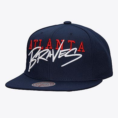 Men's Mitchell & Ness Navy Atlanta Braves Team Tagged Snapback Hat