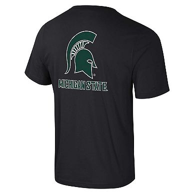 Men's Colosseum Black Michigan State Spartans Logo Lockup 2-Hit Active Blend T-Shirt
