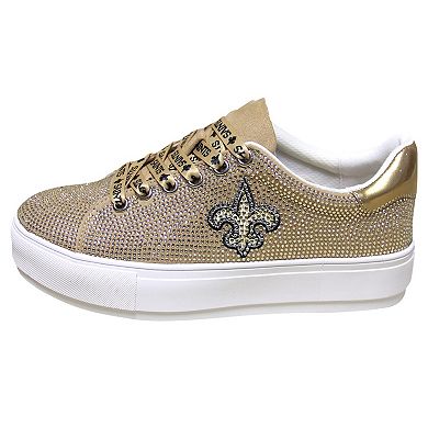 Women's Cuce Gold New Orleans Saints Team Colored Crystal Sneakers
