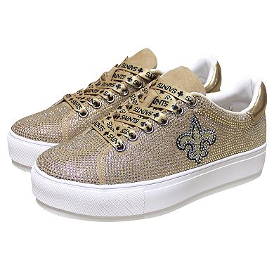 Women's Cuce Gold New Orleans Saints Team Colored Crystal Sneakers