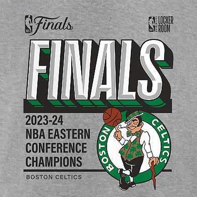 Women's Fanatics Heather Gray Boston Celtics 2024 Eastern Conference Champions Locker Room Plus Size V-Neck T-Shirt
