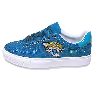 Women's Cuce Teal Jacksonville Jaguars Team Colored Crystal Sneakers