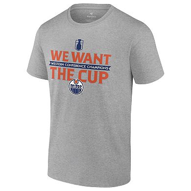 Men's Fanatics  Steel Edmonton Oilers 2024 Western Conference Champions We Want The Cup T-Shirt