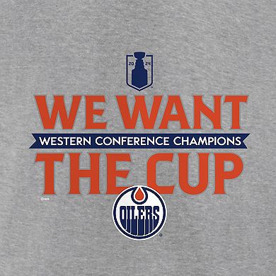 Men's Fanatics  Steel Edmonton Oilers 2024 Western Conference Champions We Want The Cup T-Shirt