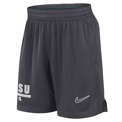 Men's Nike Anthracite Michigan State Spartans 2024 Sideline Mesh Shorts