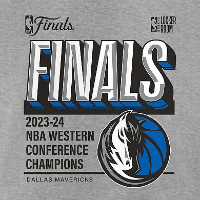 Women's Fanatics Heather Gray Dallas Mavericks 2024 Western Conference Champions Locker Room Plus Size V-Neck T-Shirt