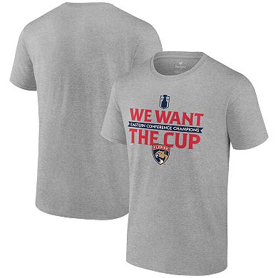 Men's Fanatics  Steel Florida Panthers 2024 Eastern Conference Champions We Want The Cup T-Shirt