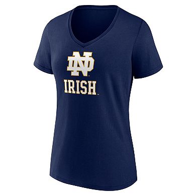 Women's Fanatics Navy Notre Dame Fighting Irish Evergreen Logo V-Neck T-Shirt
