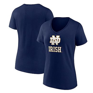 Women's Fanatics Navy Notre Dame Fighting Irish Evergreen Logo V-Neck T-Shirt