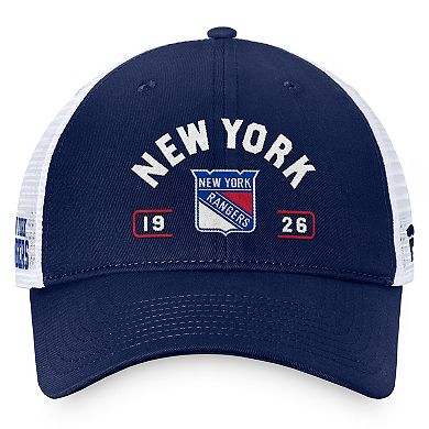 Men's Fanatics Navy/White New York Rangers Free Kick Trucker Adjustable Hat