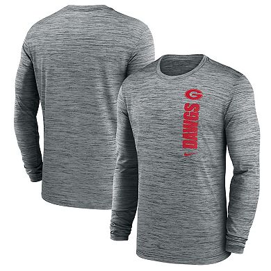 Men's Nike Heather Gray Georgia Bulldogs 2024 Sideline Velocity Performance Long Sleeve T-Shirt