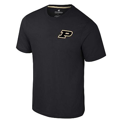 Men's Colosseum Black Purdue Boilermakers Logo Lockup 2-Hit Active Blend T-Shirt