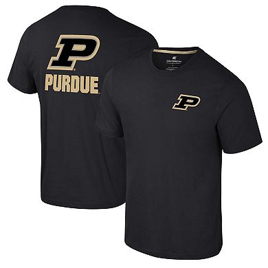 Men's Colosseum Black Purdue Boilermakers Logo Lockup 2-Hit Active Blend T-Shirt