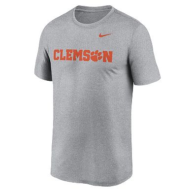 Men's Nike Heather Gray Clemson Tigers Primetime Legend Wordmark T-Shirt