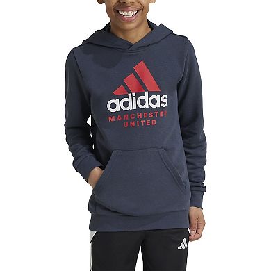 Youth adidas Gray Manchester United DNA Pullover Hoodie