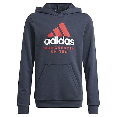 Youth adidas Gray Manchester United DNA Pullover Hoodie