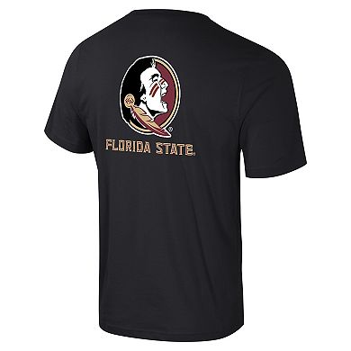 Men's Colosseum Black Florida State Seminoles Logo Lockup 2-Hit Active Blend T-Shirt