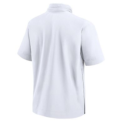 Men's Nike White West Virginia Mountaineers 2024 Sideline Coach Short Sleeve Half-Zip Hoodie Jacket
