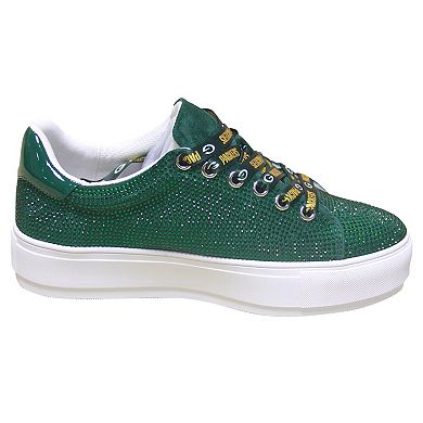 Women's Cuce Green Green Bay Packers Team Colored Crystal Sneakers