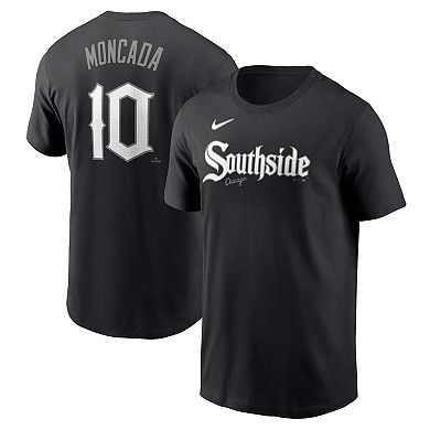 Men's Nike Yoan Moncada Black Chicago White Sox City Connect Fuse Name & Number T-Shirt