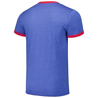 Men's Majestic Threads Royal Atlanta Braves Ringer Tri-Blend T-Shirt