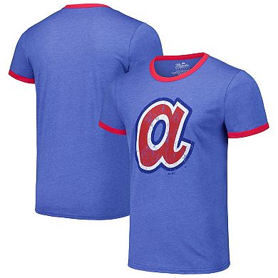 Men's Majestic Threads Royal Atlanta Braves Ringer Tri-Blend T-Shirt