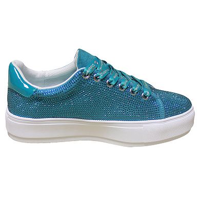 Women's Cuce Aqua Miami Dolphins Team Colored Crystal Sneakers