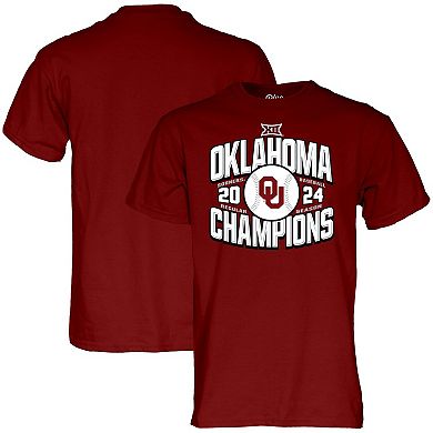 Unisex Blue 84 Crimson Oklahoma Sooners 2024 Big 12 Baseball Regular Season Champions T-Shirt