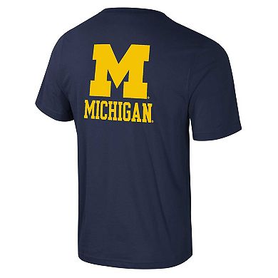 Men's Colosseum Navy Michigan Wolverines Logo Lockup 2-Hit Active Blend T-Shirt