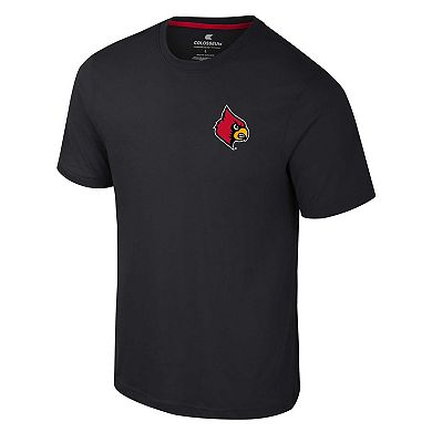 Men's Colosseum Black Louisville Cardinals Logo Lockup 2-Hit Active Blend T-Shirt