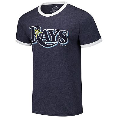 Men's Majestic Threads Navy Tampa Bay Rays Ringer Tri-Blend T-Shirt