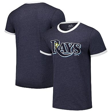Men's Majestic Threads Navy Tampa Bay Rays Ringer Tri-Blend T-Shirt
