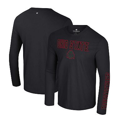 Men's Colosseum Black Ohio State Buckeyes Color Pop Active Blend 2-Hit Long Sleeve T-Shirt