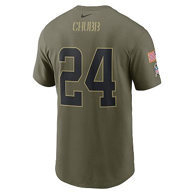 Men's Nike Nick Chubb Camo Cleveland Browns 2021 Salute To Service Name & Number T-Shirt